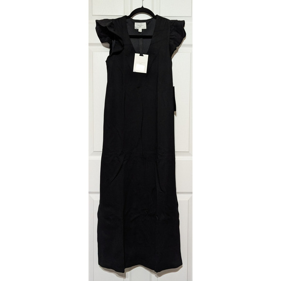 Tuckernuck Pomander Place Black Flutter Sleeve Miko Maxi Dress Size S - Picture 7 of 12